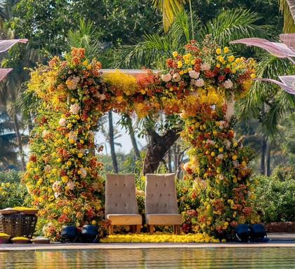 Mandap and Photo-op — Haldi decor — ITC Grand Goa